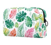 Borse per il trucco da donna,borsa da toilette per uomo,Foglie di palme verdi tropicali,borsa per cosmetici da viaggio