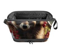 Borse per il trucco da donna,borsa da toilette per uomo,Frutto del panda rosso della foresta,borsa per cosmetici da viaggio