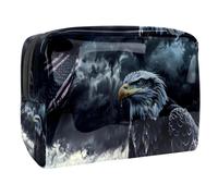 Borse per il trucco da donna,borsa da toilette per uomo,Giorno nuvoloso della bandiera americana dell'aquila,borsa per cosmetici da viaggio