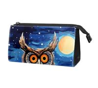Borse per il trucco da donna,borsa da toilette per uomo,gufo volante notturno della foresta,borsa per cosmetici da viaggio