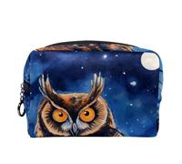 Borse per il trucco da donna,borsa da toilette per uomo,gufo volante notturno della foresta,borsa per cosmetici da viaggio