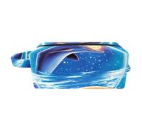 Borse per il trucco da donna,borsa da toilette per uomo,le balene baciano la luna dell'oceano,borsa per cosmetici da viaggio