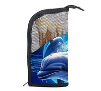 Borse per il trucco da donna,borsa da toilette per uomo,le balene baciano la luna dell'oceano,borsa per cosmetici da viaggio