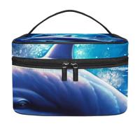 Borse per il trucco da donna,borsa da toilette per uomo,le balene baciano la luna dell'oceano,borsa per cosmetici da viaggio