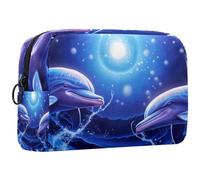 Borse per il trucco da donna,borsa da toilette per uomo,le balene baciano la luna dell'oceano,borsa per cosmetici da viaggio