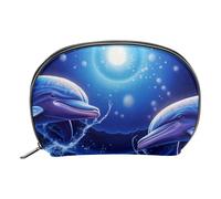 Borse per il trucco da donna,borsa da toilette per uomo,le balene baciano la luna dell'oceano,borsa per cosmetici da viaggio