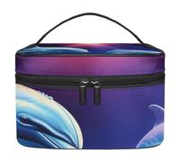 Borse per il trucco da donna,borsa da toilette per uomo,le balene baciano la luna dell'oceano,borsa per cosmetici da viaggio