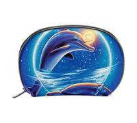 Borse per il trucco da donna,borsa da toilette per uomo,le balene baciano la luna dell'oceano,borsa per cosmetici da viaggio