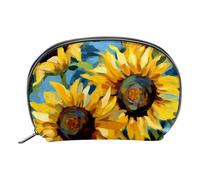 Borse per il trucco da donna,borsa da toilette per uomo,pianta dell'acquerello girasoli floreali,borsa per cosmetici da viaggio