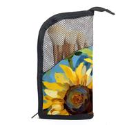 Borse per il trucco da donna,borsa da toilette per uomo,pianta dell'acquerello girasoli floreali,borsa per cosmetici da viaggio