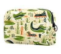 Borse per il trucco da donna,borsa da toilette per uomo,pianta verde coccodrillo,borsa per cosmetici da viaggio