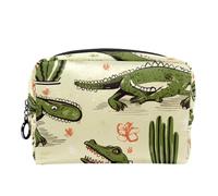 Borse per il trucco da donna,borsa da toilette per uomo,pianta verde coccodrillo,borsa per cosmetici da viaggio