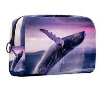 Borse per il trucco da donna,borsa da toilette per uomo,salto della balena dell'oceano della nuvola,borsa per cosmetici da viaggio