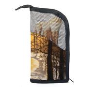 Borse per il trucco da donna,borsa da toilette per uomo,sentiero dell'albero della foresta invernale,borsa per cosmetici da viaggio
