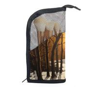 Borse per il trucco da donna,borsa da toilette per uomo,sentiero dell'albero della foresta invernale,borsa per cosmetici da viaggio
