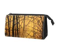Borse per il trucco da donna,borsa da toilette per uomo,sentiero dell'albero della foresta invernale,borsa per cosmetici da viaggio