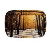 Borse per il trucco da donna,borsa da toilette per uomo,sentiero dell'albero della foresta invernale,borsa per cosmetici da viaggio