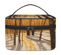 Borse per il trucco da donna,borsa da toilette per uomo,sentiero dell'albero della foresta invernale,borsa per cosmetici da viaggio