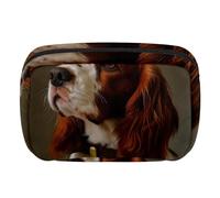 Borse per il trucco da donna,borsa da toilette per uomo,Simpatico cane cavalier king charles spaniel,borsa per cosmetici da viaggio