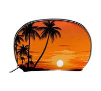 Borse per il trucco da donna,borsa da toilette per uomo,Tramonto tropicale dell'albero di plam,borsa per cosmetici da viaggio