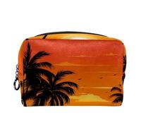 Borse per il trucco da donna,borsa da toilette per uomo,Tramonto tropicale dell'albero di plam,borsa per cosmetici da viaggio