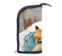 Borse per il trucco da donna,borsa da toilette per uomo,Volpe e farfalla dell'acquerello,borsa per cosmetici da viaggio