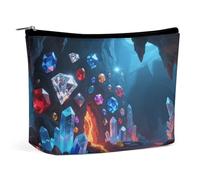 Borse per il trucco da viaggio Borsa cosmetica in pelle PU Gem Mine con cerniera Grande borsa da toilette per le donne Impermeabile Portatile Makeup Case Organizer carino Zipper Pouch Make Up Bags