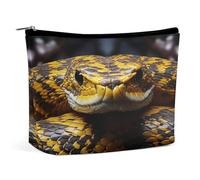 Borse per il trucco da viaggio Borsa cosmetica in pelle PU giallo serpente con cerniera grande borsa da toilette per le donne impermeabile portatile custodia per trucco organizer carino con cerniera