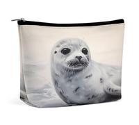 Borse per il trucco da viaggio in pelle PU con sigillo di arpa borsa cosmetica con cerniera grande borsa da toeletta per le donne impermeabile portatile custodia per trucco organizer carino con