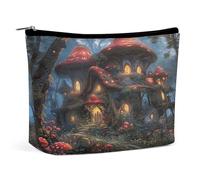 Borse per il trucco da viaggio in pelle PU funghi e fiori borsa cosmetica con cerniera grande borsa da toilette per le donne impermeabile portatile custodia per trucco organizzatore carino cerniera