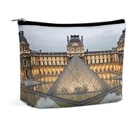 Borse per il trucco da viaggio in pelle PU Museo del Louvre a Parigi Borsa cosmetica con cerniera Grande borsa da toilette per le donne Impermeabile Portatile Makeup Case Organizer carino Zipper Pouch