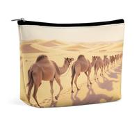 Borse per il trucco da viaggio in pelle PU The Camel Moving Forward Cosmetic Bag con cerniera Grande borsa da toilette per le donne Impermeabile Portatile Makeup Case Organizer carino Zipper Pouch