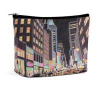 Borse per il trucco da viaggio in pelle PU vista notturna di strade urbane borsa cosmetica con cerniera grande borsa da toilette per le donne impermeabile portatile custodia per trucco organizer