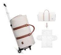 Borse per indumenti da viaggio, borsone convertibile per indumenti, borse a rullo per viaggi con ruote, Beige, 22 inches x 12.5 inches x 12.2 inches, Moda