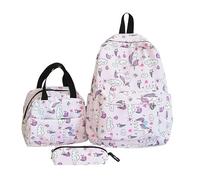 Borse per la scuola per ragazze, zaino per bambini con unicorno, set di scatole per il pranzo, rosa piccolo personalizzato Kawaii carino zaini preppy set di cancelleria, zaino per ragazze adolescenti