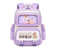 Borse per la scuola primaria, borse a tracolla con capibara, borse per la scuola per bambini e bambine Borse per la scuola dal design ergonomico,Viola,small