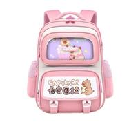 Borse per la scuola primaria, borse a tracolla con capibara, borse per la scuola per bambini e bambine Borse per la scuola dal design ergonomico,Rosa,small