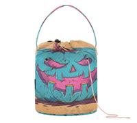 Borse per lavori a maglia con zucche pastello e blu per il giorno del Ringraziamento con fori per riporre gli aghi per lavori a maglia all'uncinetto