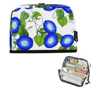Borse per matite Blu Morning Glory Fiori Verde Matite Sacchetto Cerniera Astuccio per ragazze Grandi Ragazze Classroom Penna Sacchetto Stampa Ritorno a Scuola Adulti Forniture per ufficio