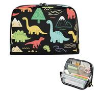 Borse per matite di grande capacità borsa di stoccaggio verticale ampia apertura astuccio portapenne per ragazze adolescenti elementare cartone animato carino dinosauro stegosauro verde nero lapiceros