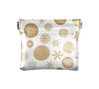 Borse per monete da donna in pelle con fiocchi di neve dorati, alla moda, per ragazze, donne e donne, Fiocchi di neve d'oro, 4.33"(L) x 3.74"(W) x 0.39"(H), classico