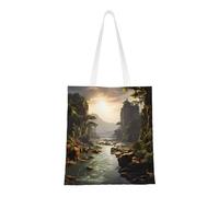 Borse per montagne e fiumi. Tela leggera, doppi manici, elegante borsa tote da donna, perfetta per lo shopping, il lavoro e il trasporto quotidiano.