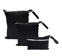 Borse per pannolini nere 3 pezzi, borse per pannolini con doppia tasca con cerniera, borse per pannolini bagnate e asciutte impermeabili, riutilizzabili, adatte per viaggi,palestra, neonati, ecc.