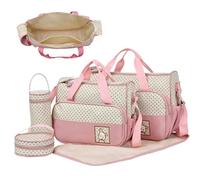 Borse per pannolini per neonato 5 pezzi/set Borsa per pannolini multifunzionale resistente all'acqua e alla polvere con due borse, borsa per biberon, piccolo pranzo e tappetino, bambino portatile