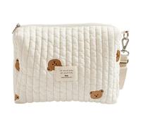 Borse per pannolini portatili - Mini Organizzatore per pannolini, borsa per mamma neonato | Borsa a tracolla con ricamo, essenziali da viaggio eleganti, cinturino unico mamma tote bianco compagne per