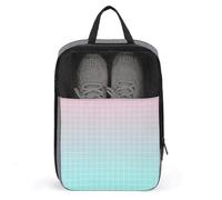 Borse per scarpe da golf, da viaggio, da donna, da uomo, con stampa a griglia sfumata, colore rosa acqua, borse per scarpe da viaggio per imballare in valigia, bowling, danza, calcio, scarpe da