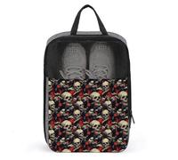 Borse per scarpe da golf, da viaggio, da donna, uomo, con stampa classica con teschio e dischi da viaggio, per imballare in valigia, bowling, danza, punte, calcio, scarpe da ginnastica, organizer per