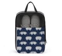 Borse per scarpe da golf da viaggio per donne e uomini, blu navy, con stampa di occhiali da sci, borse per scarpe da viaggio per imballare in valigia, bowling, danza, calcio, scarpe da ginnastica