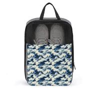 Borse per scarpe da golf da viaggio per donne e uomini, con stampa a onde blu, borse per scarpe da viaggio per imballare in valigia, bowling, danza, punte, calcio, scarpe da ginnastica, organizer per