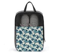Borse per scarpe da golf da viaggio per donne e uomini, con stampa a onde blu, borse per scarpe da viaggio per imballare in valigia, bowling, danza, punte, calcio, scarpe da ginnastica, organizer per